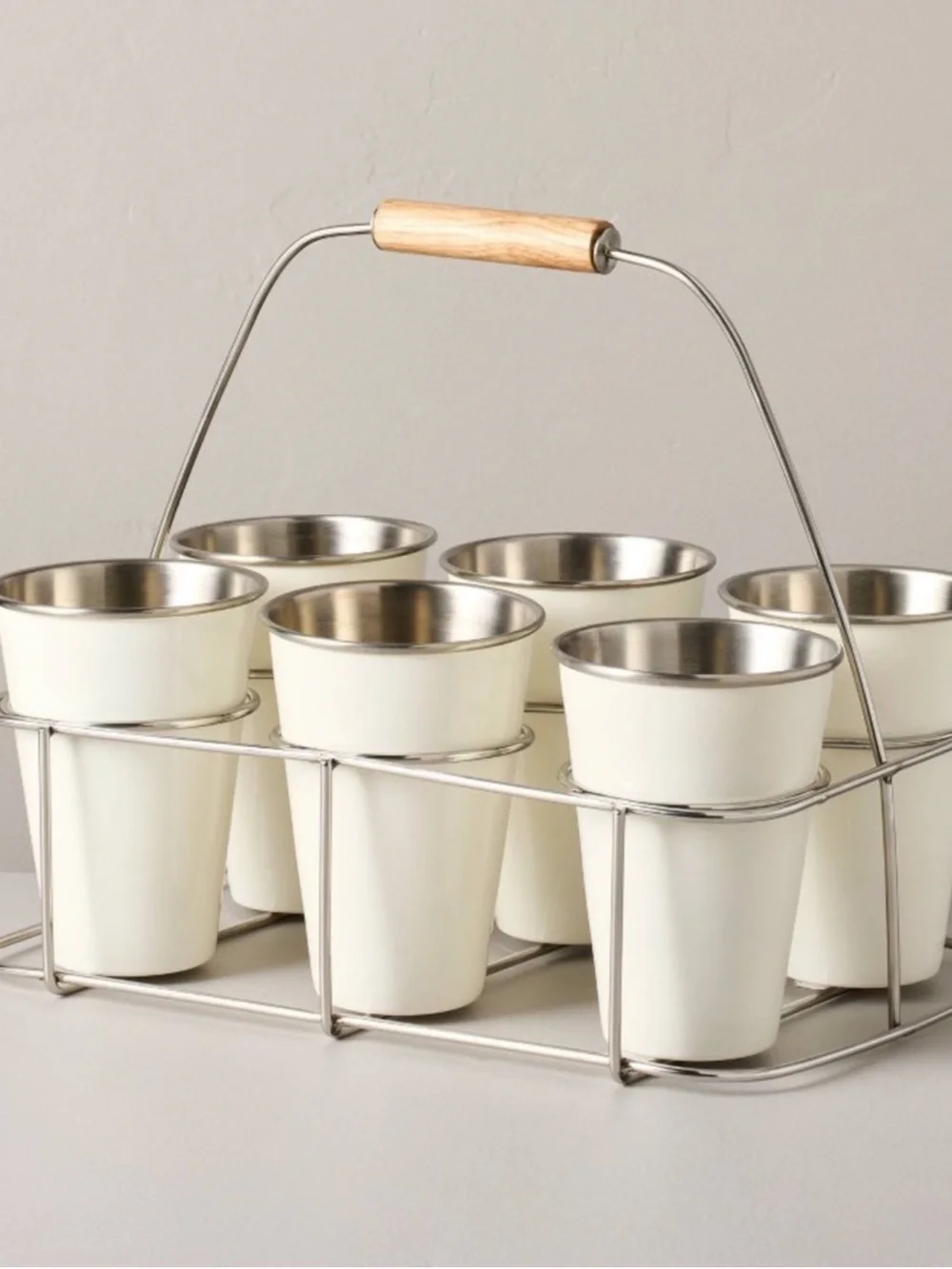 New! Metal and Rubberwood Caddy Color: Sour Cream - Hearth & Hand™ with Magnolia